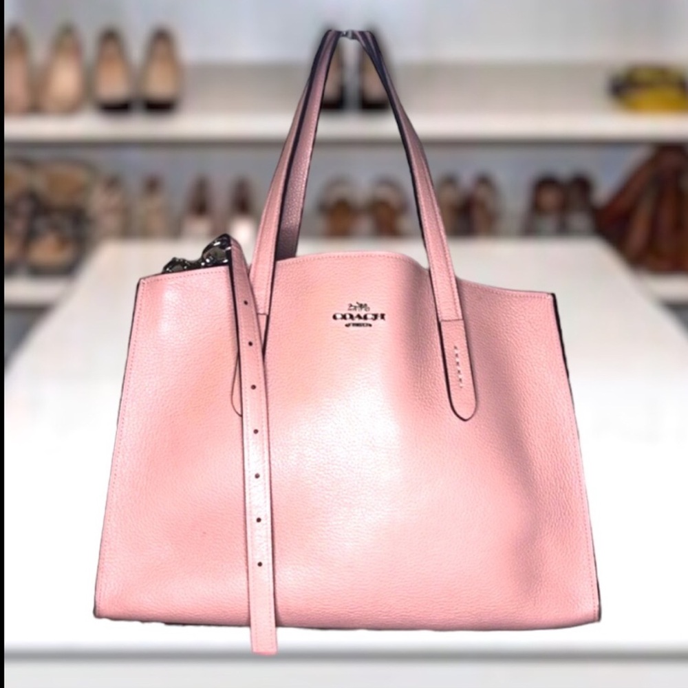 Coach Charlie Carryall with Crossbody Strap Pink Burgundy Red Interior